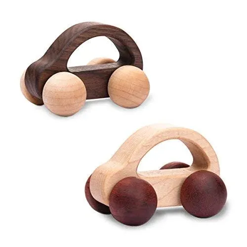 let's make Organic Baby Push Car Wooden Toys 2pc Wood Car and Fine Mov