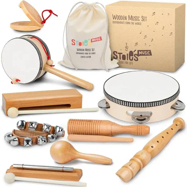 Stoie’s International Wooden Music Set - Toddler Musical Instruments for... 