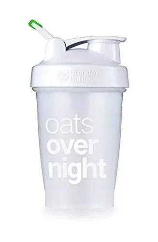 Oats Overnight BlenderBottle - Customized for Overnight Oats - No Whisk Ball - Milk Fill Line - Clear/White/Green - 20-Ounce Loop Top