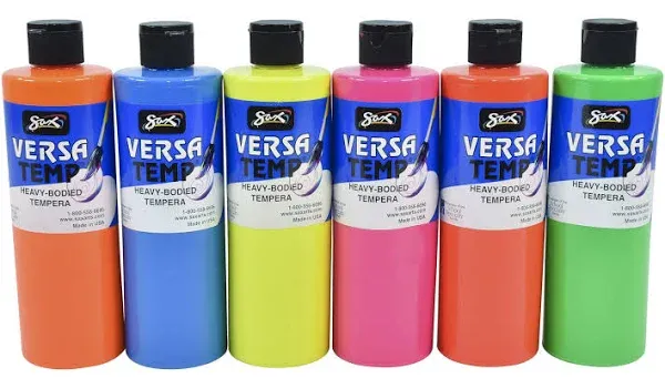 Sax Versatemp Tempera Paints, Assorted Fluorescent Colors, 6 Count (Pack of 1...