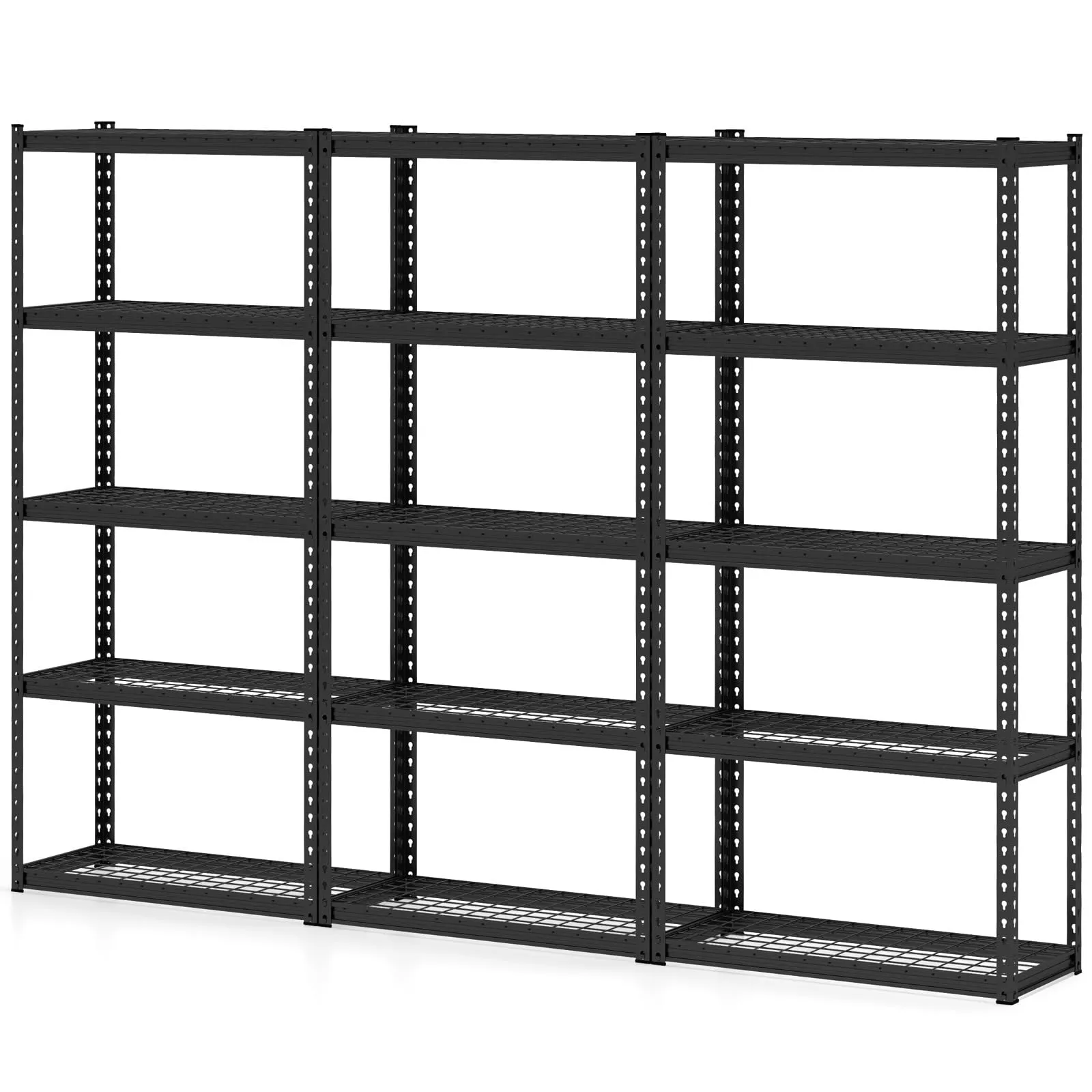 Tangkula 5-Tier Garage Storage Shelves, Heavy Duty Metal Storage Shelving Unit, Adjustable Utility Storage Rack Organizer for Warehouse Kitchen Pantry Basement, 35.5" L x 15.5" W x 72" H (3, Black)