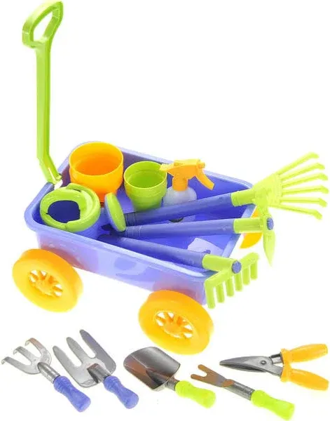 15 Piece Garden Wagon Tools Toy Set Premium Gardening Tool