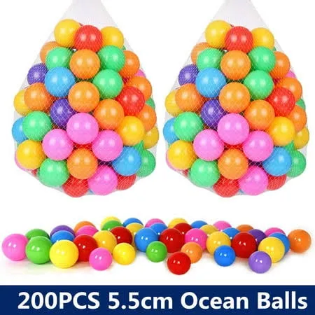 TOPCHANCES 100 Pcs Ball Pit Balls 5.5cm Colorful Ocean Balls BPA Free for Kids with Storage Bag