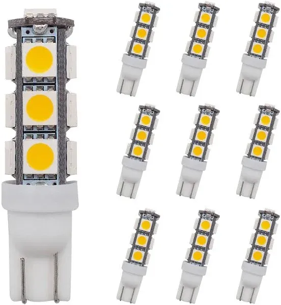 GRV T10 921 922 13-5050 SMD Super Bright 194 Wedge LED Light Bulbs for DC 12V RV Interior Ceiling Dome Light,Replacement for RV Camper Trailer Motorhome Boat Light Bulb,Warm White Pack of 10