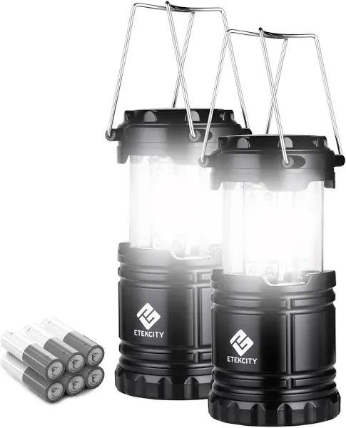 Etekcity Camping Lanterns for Power Outages 4 Pack, Flashlight for Camping Essentials, Emergency Led Battery Operated Lights, Survival Kit and Gear for Hurricane, Black