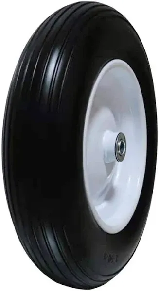 4.00-6 Tire Flat Free, 13 Inch Wheelbarrow Solid Tire and Wheel Replacement with 3/4" & 5/8" Precision Bearings, 4.00-6 Tire for Garden Cart, Lawn Mover, Wagons, Hand Truck