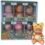 KOILLIEUS 4 inch Mini Baby Dolls 6pcs Gift Set, Cute Small Baby Doll Toys with Animal Clothes, Suitability Kids 3 and Up (B Edition)