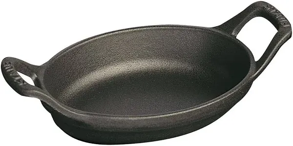 Cast Iron 5.5-Inch X 3.8-Inch Mini Oval Gratin Baking Dish - Matte Black, Made i