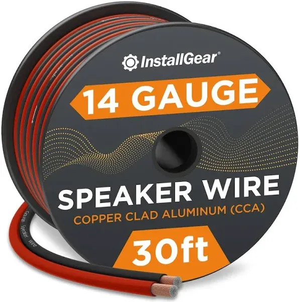 InstallGear 14 Gauge Speaker Wire - 30 Feet Red and Black Speaker Cable for Car Speakers and Home Theater Systems - Durable 14 AWG Wire for Surround Sound Audio, Easy Polarity, and Flexible PVC Jacket