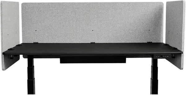 Stand Up Desk Store ReFocus Clamp-on Acoustic Desk Divider Privacy Panel That Reduces Noise and Visual Distractions (Cool Gray, 59" x 23.6", 23.6" x 23.6", & 23.6" x 23.6")