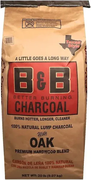 B&B Charcoal Oak Lump Charcoal, 4540 GR