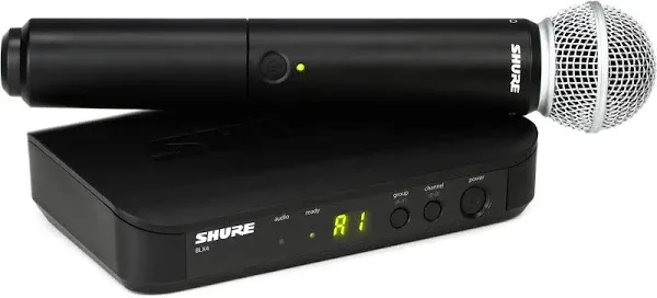 Shure BLX24/B58 UHF Wireless Microphone System - Perfect for Church, Karaoke, Vocals - 14-Hour Battery Life, 300 ft Range | Includes BETA 58A Handheld Vocal Mic, Single Channel Receiver | H10 Band