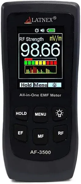 LATNEX AF-3500 EMF Meter with Aluminium Carrying Case, Digital Electromagnetic Field Radiation Detector Hand-held Digital LCD EMF Detector, Great Tester for Home EMF Inspections, Office and Outdoor