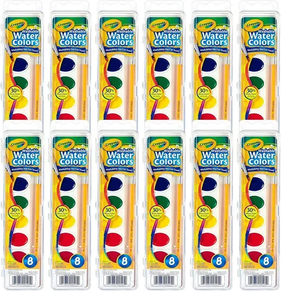 Multipack of 12 - Crayola Washable Watercolors-8 Colors