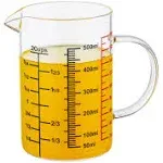 Glass Measuring Cup-[Insulated handle | V-Shaped Spout]-Made of High Borosilicate Glass Measuring Cup for Kitchen or Restaurant, Easy to Read, 250 ML (8 Oz, 1 Cup)