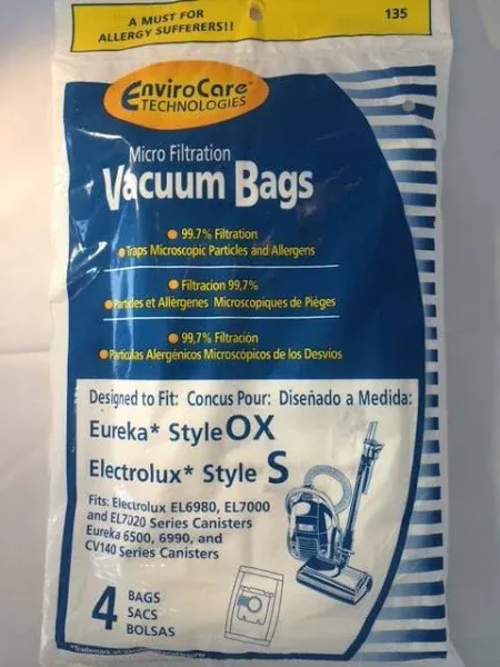 Eureka / Electrolux Harmony / Oxygen Vacuum Bags - 4 Bags