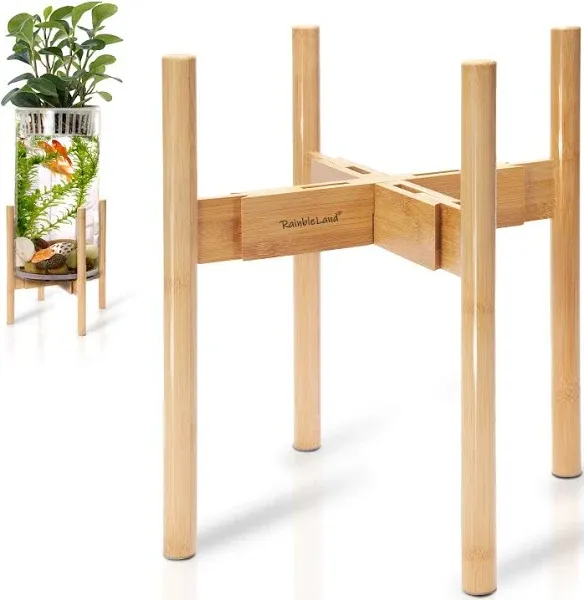 Rainbleland Bamboo Mid Century Indoor Plant Stand for 8-12 Inches Pots