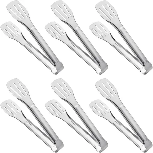 Serving Tongs Kitchen Tongs,Buffet Tongs, Stainless Steel Food 7 Inch, Silver 