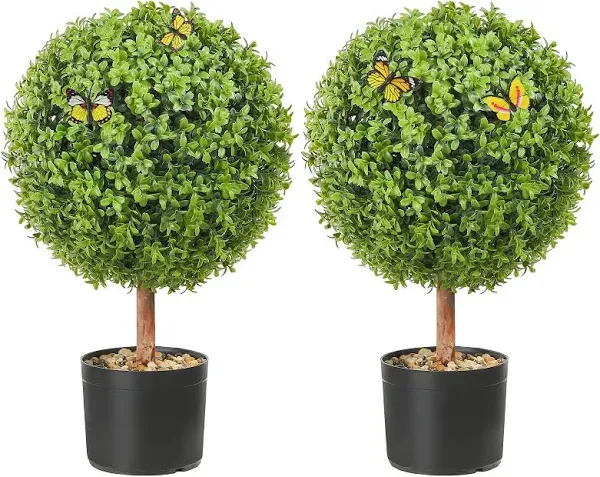 VEVOR 22 in. Artificial Topiaries Boxwood Trees