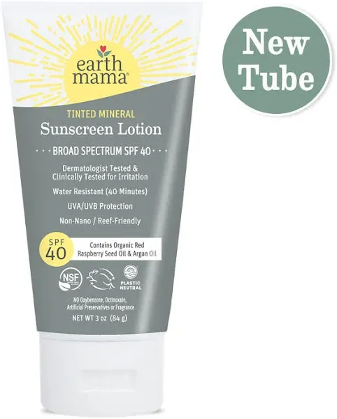 Earth Mama Tinted Mineral Sunscreen Lotion SPF 40