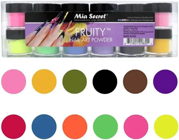 12pcs Mia Secret Fruity Nail Art Powder Professional Acrylic 12 Colors USA Made