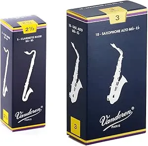 Vandoren Bass Clarinet and Alto Sax Reeds Strength 2.5 and 3