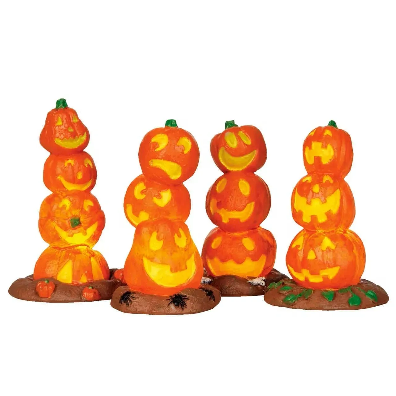 2013 Lemax Spooky Town Light Up Pumpkin Stack Set of 4