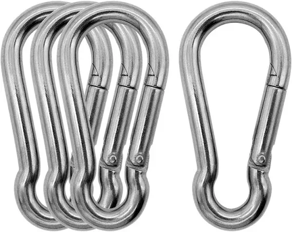 Marine Grade 316 Stainless Steel Carabiners Heavy Duty, Durable & Rust-Free Clips for Gym, Swing, Dog Leashes, Hammocks, Keychains, and More