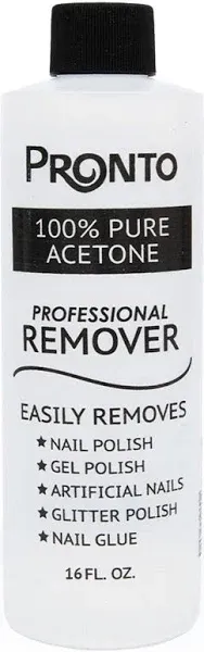 Pronto 100% Pure Acetone - Quick, Professional Nail Polish Remover - For Gel, 8