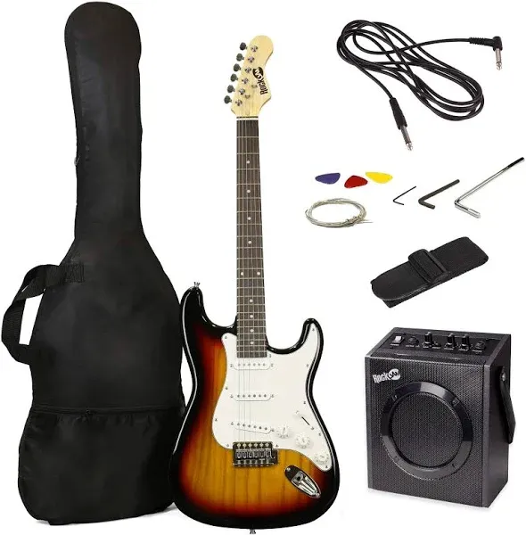 RockJam Electric Guitar Superkit with 10-watt Amp, Gig Bag, Full, SunBurst