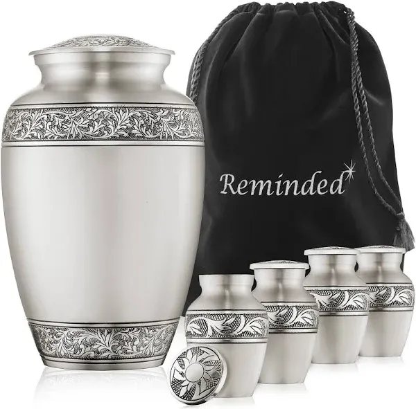 Reminded Floral Cremation Urns for Human Ashes - 1 Adult + 4 Keepsake