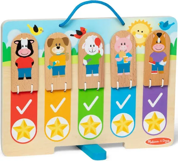 Melissa & Doug Wooden My Daily Day and Night Routines Chart for Boys and Girls 3+ - FSC Certified