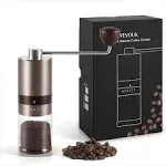 VEVOK CHEF Gold Manual Coffee Grinder Stainless Steel Burr Coffee Grinder with Portable Bag External Adjustable Setting Small Hand Coffee Grinder Ultra Fine for Espresso at Home Morning Coffee