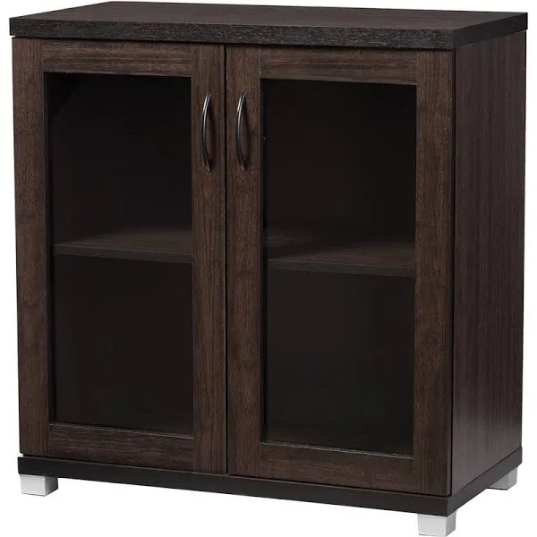 Wholesale Interiors Zentra Sideboard Storage Cabinet With Glass Doors Dark Brown