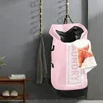 Pink Laundry Backpack Large Heavy Duty Laundry Bag With Adjustable Shoulder Stra