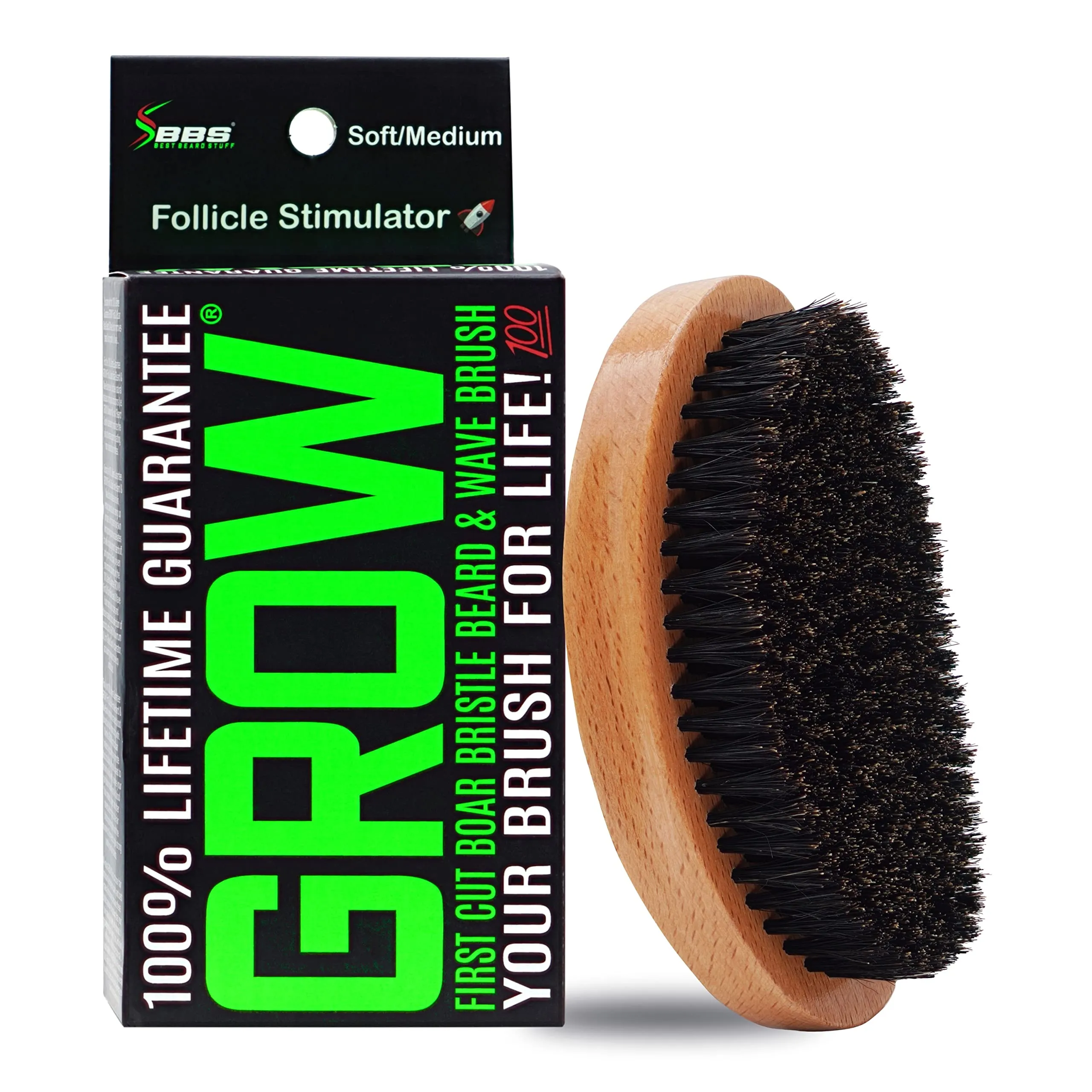 GROW First Cut Boar Bristle Beard & Wave Brush