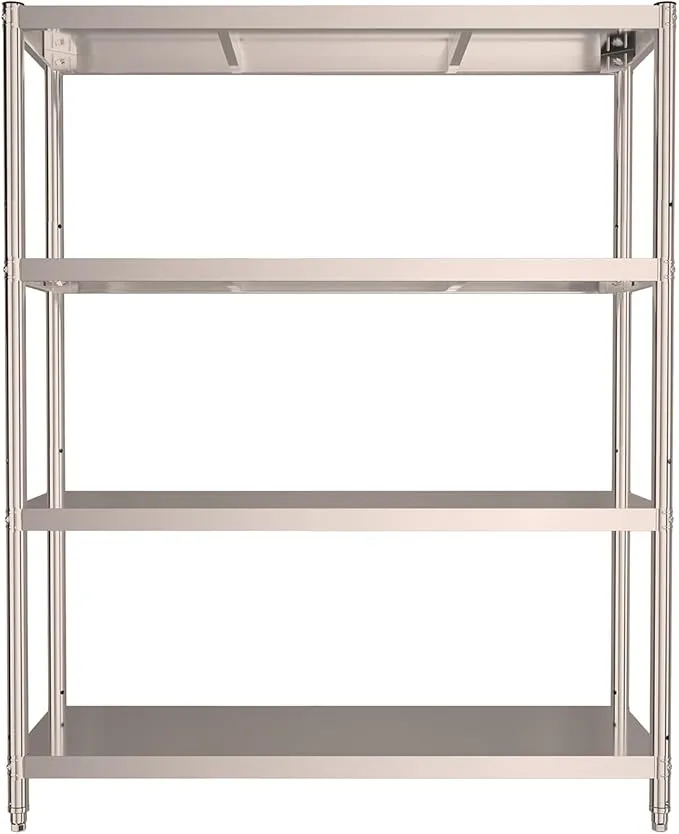 Storage Shelves, 4 Tier Shelf Adjustable Stainless Steel Shelves, Sturdy Metal Shelves Heavy Duty Shelving Units and Storage for Kitchen Commercial Office Garage Storage, ( 31.5inch-4-shelf)