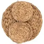 Creative Co-Op Hand-Woven Water Hyacinth Trivet and 4" Round Set of 5 Coasters