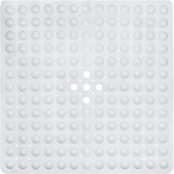 ENKOSI Square Shower Anti Slip Mat - Non Slip Shower Mat - Bath Mats for Shower Stall - Shower Mats for Showers Anti Slip - Shower Mat Square PVC Rubber Shower Mat - Inside Shower Mat (21x21 White)