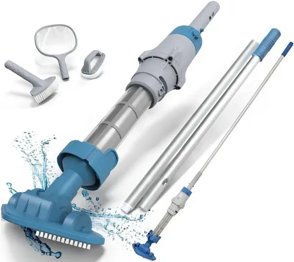 KOKIDO (2024 New) Rechargeable Spa Pool Vacuum Kit with Pole and Tools - Skimmer, Scrubber, Brush. IPX8 Cold/Hot watersafe, Steel Mesh Filter. Ideal for Spas Hot Tubs, for Sand and Debris XTROVAC 100