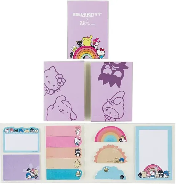 Sticky Note Booklet - Hello Kitty and Friends. 220 Repositionable Sticky Notes Total - 11 Pads with 20 Sheets Each by Erin Condren. Measures 3.2" x 4.5" x 0.5"