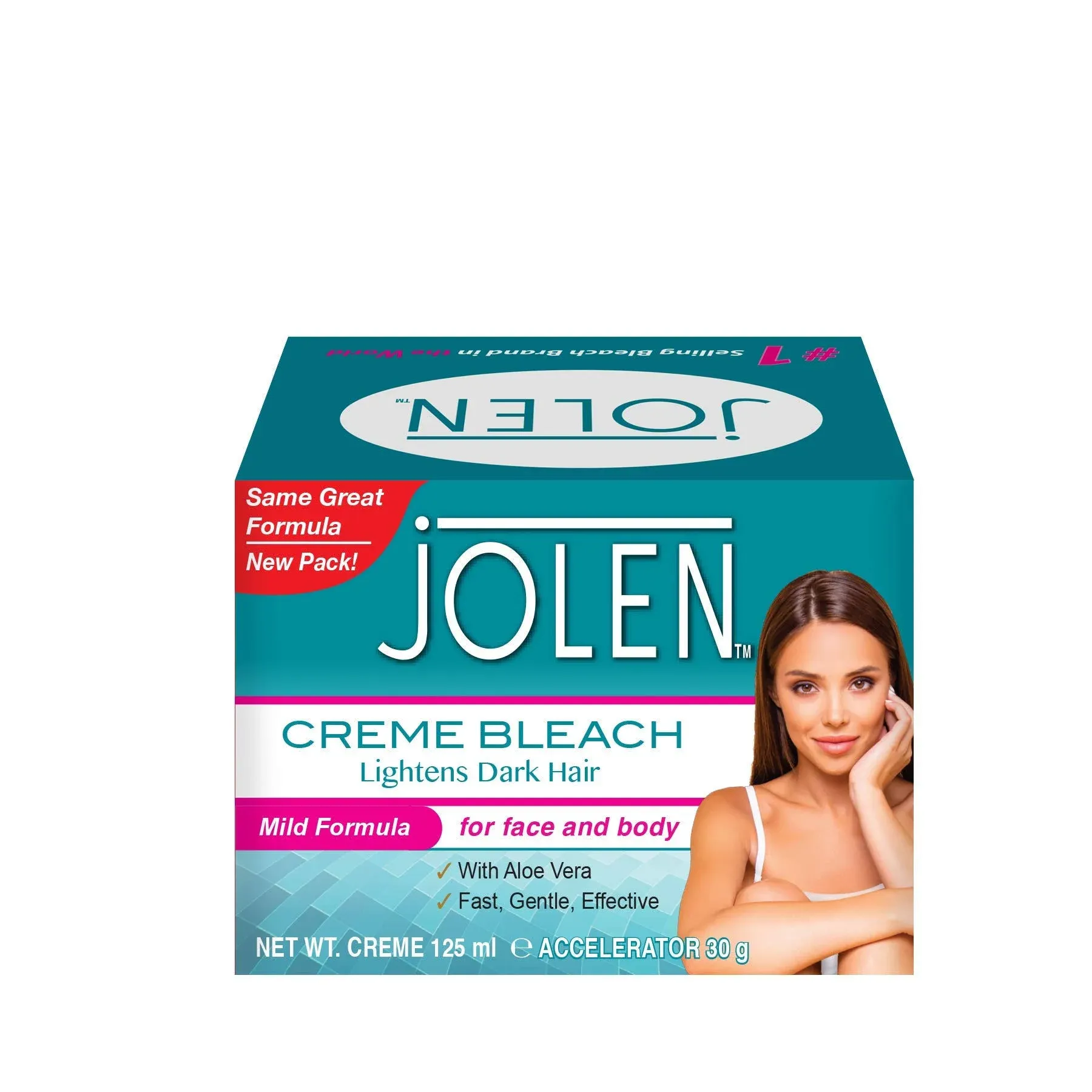 Jolen Mild 125mL Facial Bleach, Lightens Dark Hair, Mild Formula for Face and Body with Aloe Vera, Fast, Gentle, Effective