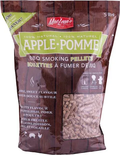 MacLean's Authentic Apple Wood Smoking Pellets, 5 Pound Bag