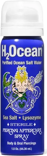 2 Small Bottles 1.5 oz H2Ocean Natural Sea Salt Body Piercing Aftercare Sprays