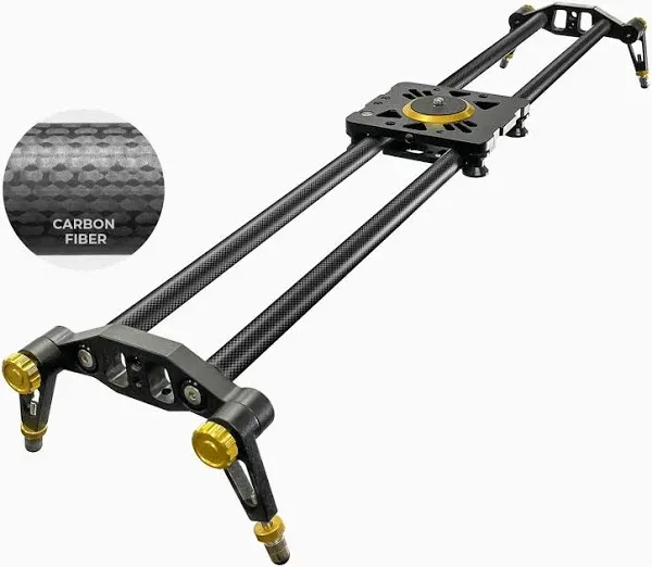 LimoStudio (Upgraded) 31.5 in Carbon Fiber Camera Slider, 80cm Dolly Track Rail, Smooth Bearing Stabilizer, Height Adjustable, Spirit Level, AGG1980