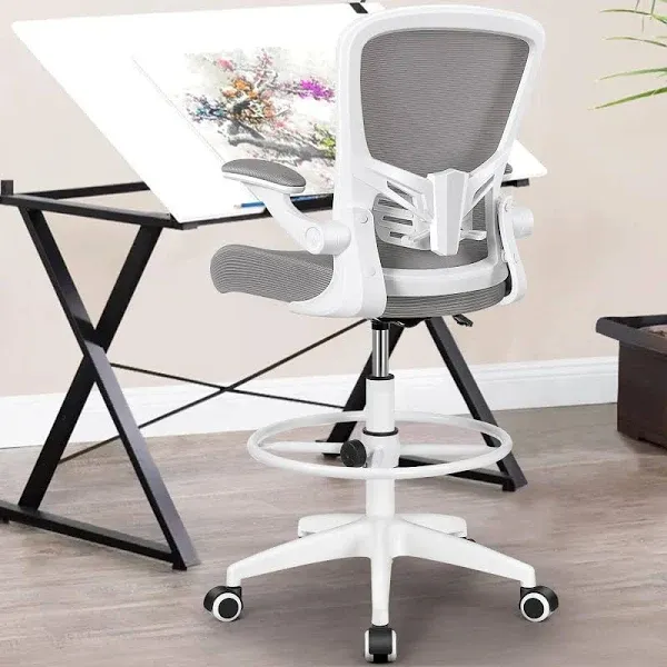 MINLOVE Office Chair Ergonomic Desk Chair with Lumbar Support and Height, Rolling Swivel Desk Chair with Wheels and Flip-up Arms, Breathable Mesh Executive Computer Chair for Home Office(Gray)