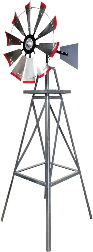 Scott Windmills 8-Foot Tall Windmill w/Plain Tail and Metal Stand