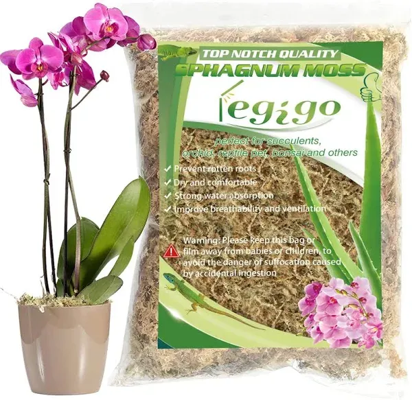 Legigo 3.5oz Premium Sphagnum Moss Potting Mix- 4 QT Natural Succulent Carnivorous Plants Moss Dried, Plant Growing Medium for Orchid Succulent Sarracenia Orchid Gardening Plants Reptiles