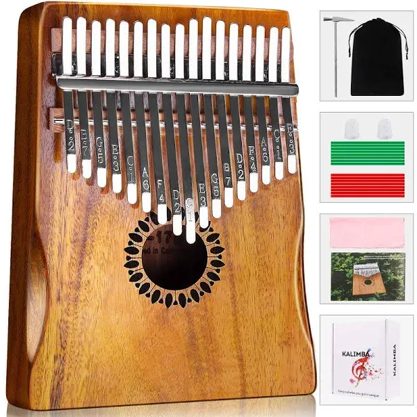 Kalimba Thumb Piano 17 Keys, Portable Mbira Finger Piano Gifts for Kids and 