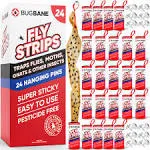 24 Fly Strips Indoor Sticky Hanging with Pins. Fly Paper Strips Hanging Fly Tape